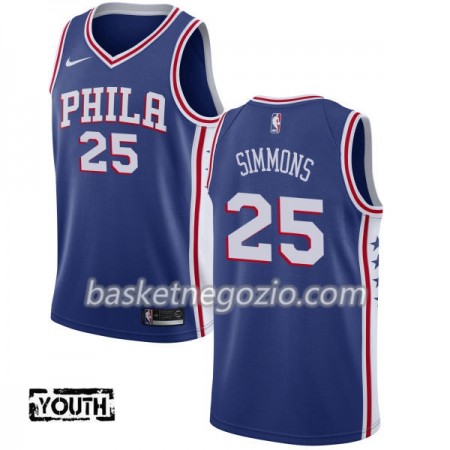 Canotte Bambino Philadelphia 76ers Ben Simmons 25 Nike 2017-18 Blu Swingman